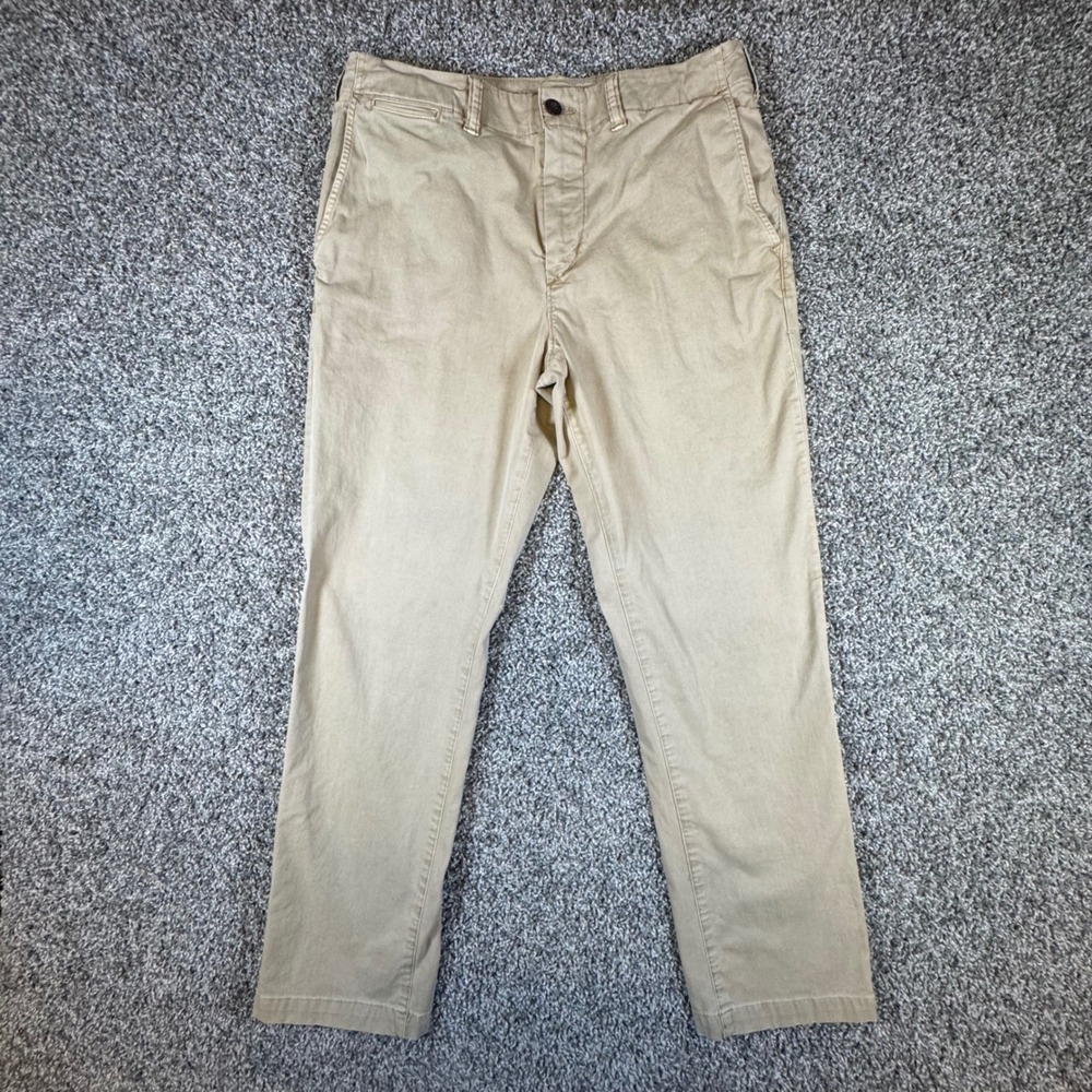 American Eagle Original Straight Men 33x32 Khaki Tan Flex Chino Pants Workwear